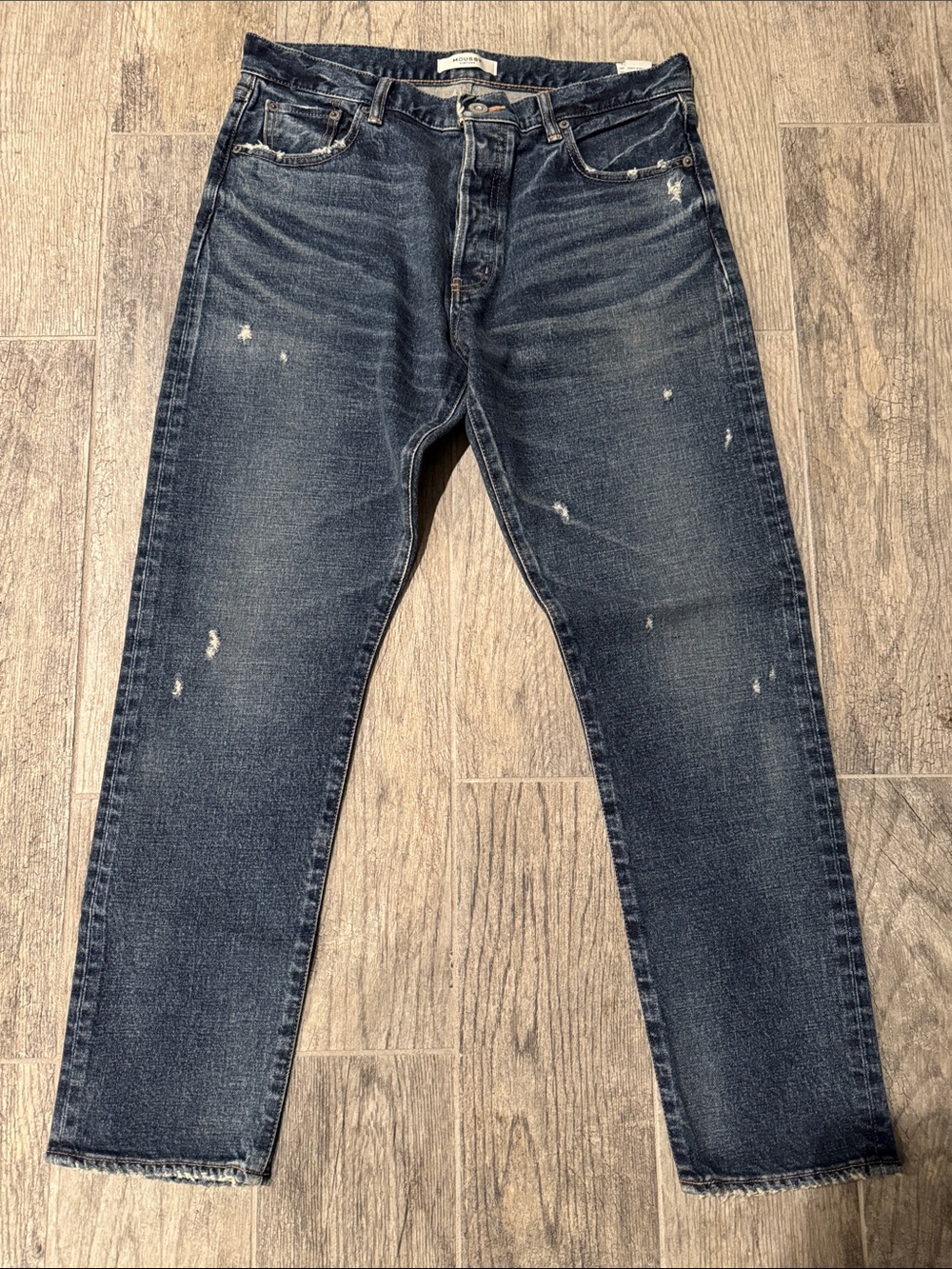 Moussy Slim Straight Jeans in Dark Blue Wash